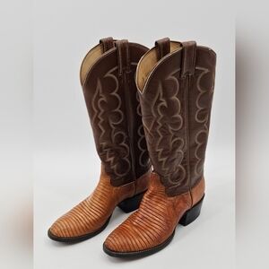 Tony Lama Teju Lizard Cowgirl Cowgirl Boots sz 7 B Carmel Color Black Label